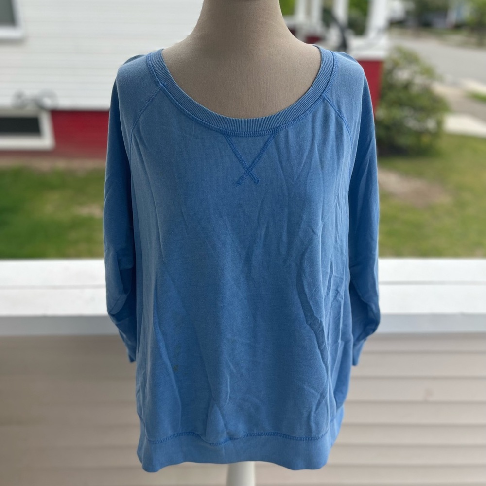 Old Navy Soft Cotton Blend Cropped Sweatshirt XL Medium Blue Vintage Wash VGUC